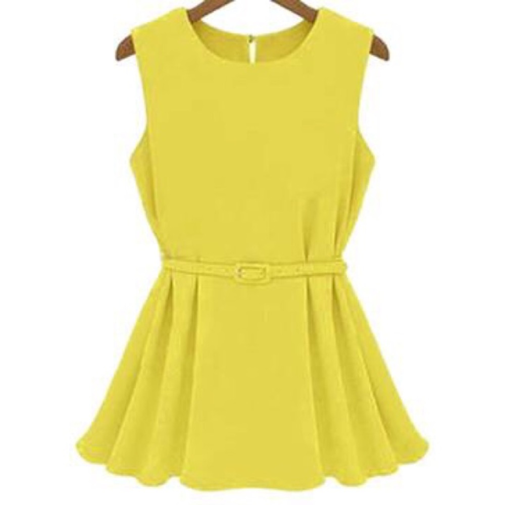 🆕 Yellow Chiffon Blouse with matching belt